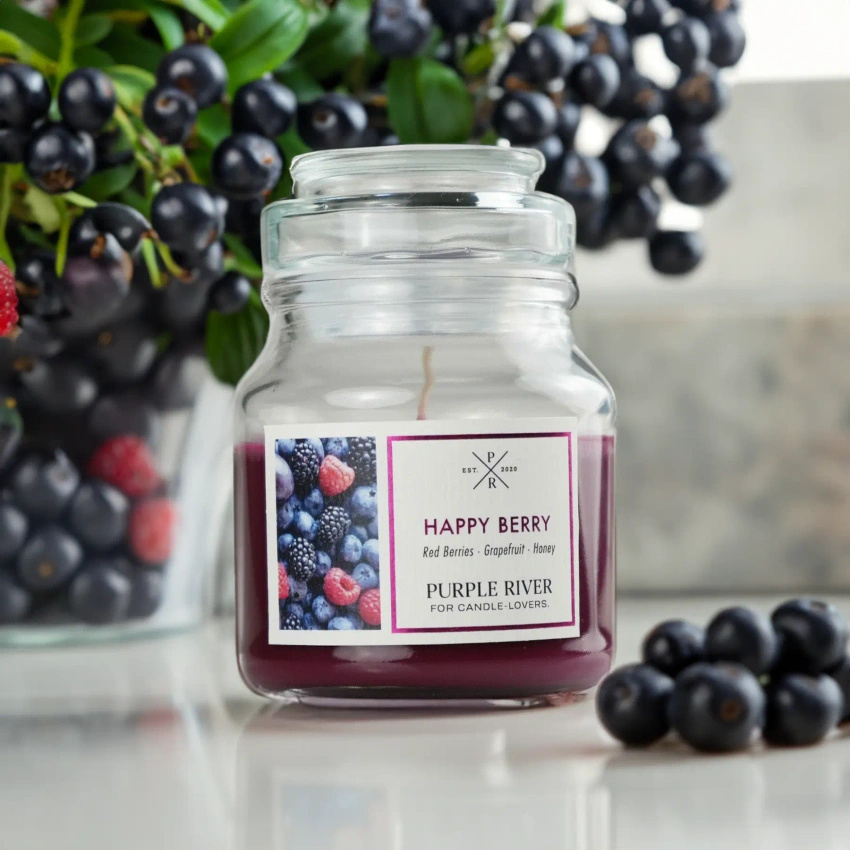 Sojová vonná svíčka Happy Berry Purple River 113 g