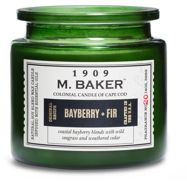 Sojų kvapo žvakių vaistinė indelis 396 g Colonial Candle M Baker - Bayberry Fir