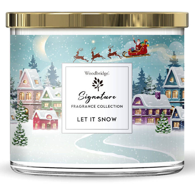 Woodbridge Signature Collection grande bougie parfumée 3 mèches en verre 410 g - Let it Snow