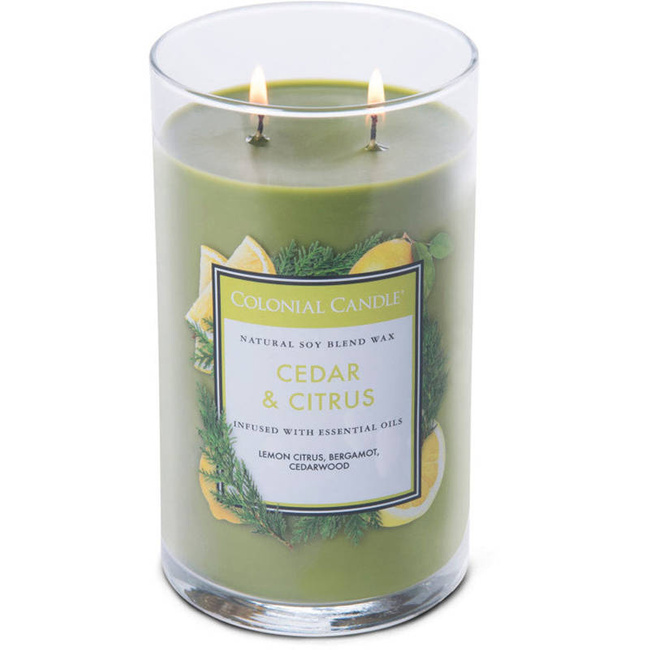 Colonial Candle Classic duża sojowa świeca zapachowa w szkle typu tumbler 19 oz 538 g - Cedar Citrus