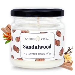 Candle World vela de soja perfumada tarro Sandalwood 120 g Madera de sándalo