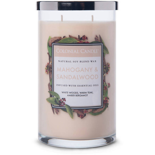 Colonial Candle Classic duża sojowa świeca zapachowa w szkle typu tumbler 19 oz 538 g - Mahogany Sandalwood