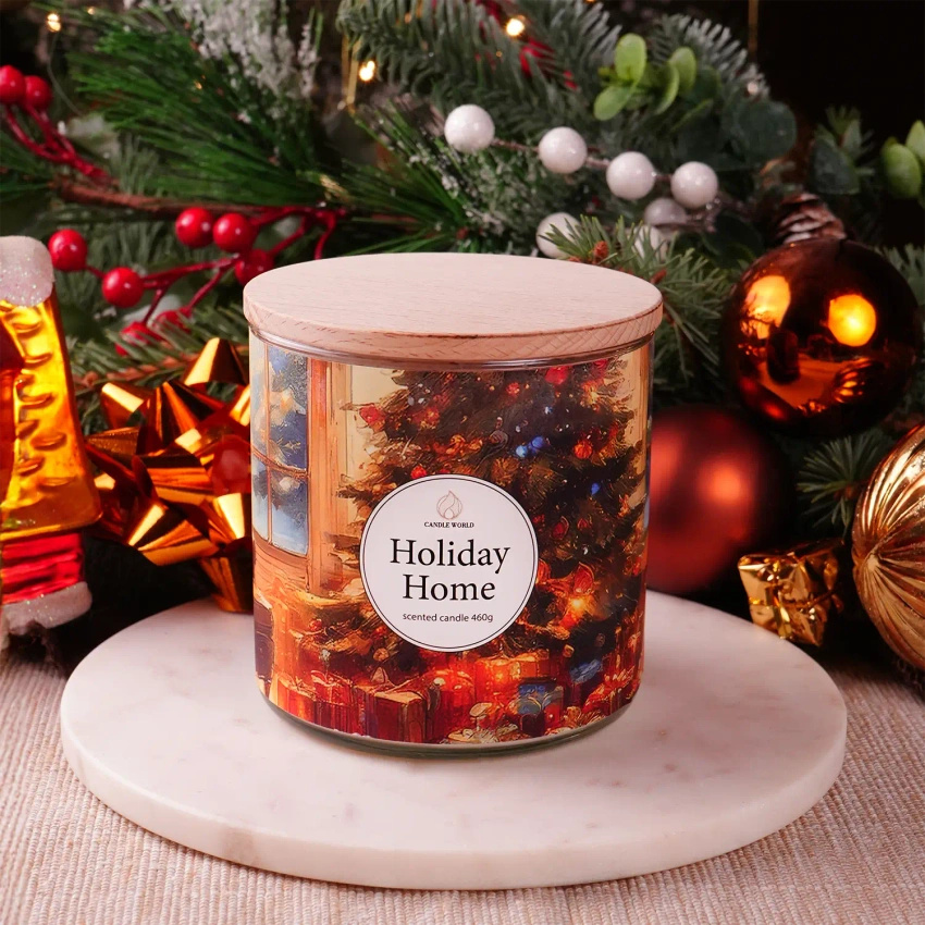 Candle World vela perfumada de Navidad soja 3 mechas Holiday Home 460 g