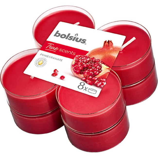 Ароматические чайные свечи Bolsius макси из поликарбоната 6 см True Scents розовые 8 шт. - Pomegranate