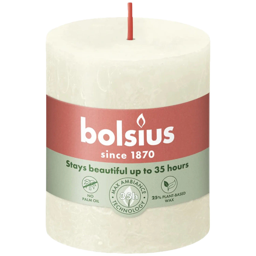 Bolsius rustikaler Baumstamm-Kerzenständer Rustic Shine 80/68 mm - Weiche Perle