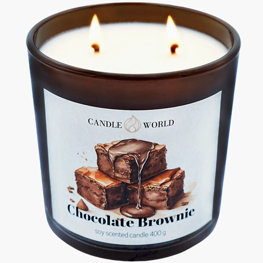 Candle World soja geurkaars glas Chocolate Brownie Chocolade 400 g