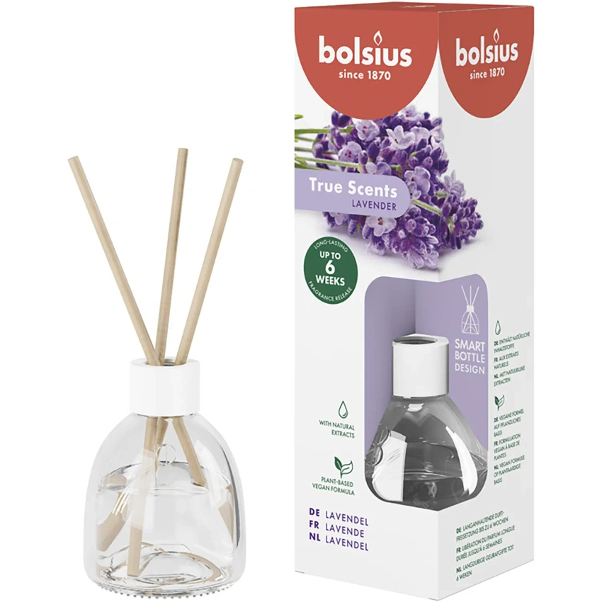 Bolsius True Scents varillas difusoras de fragancia 60 ml vidrio - Lavanda Lavanda