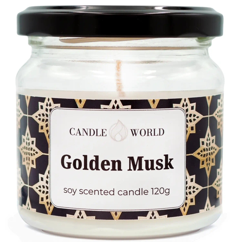 Candle World candela profumata di soia Golden Musk 120 g Muschio