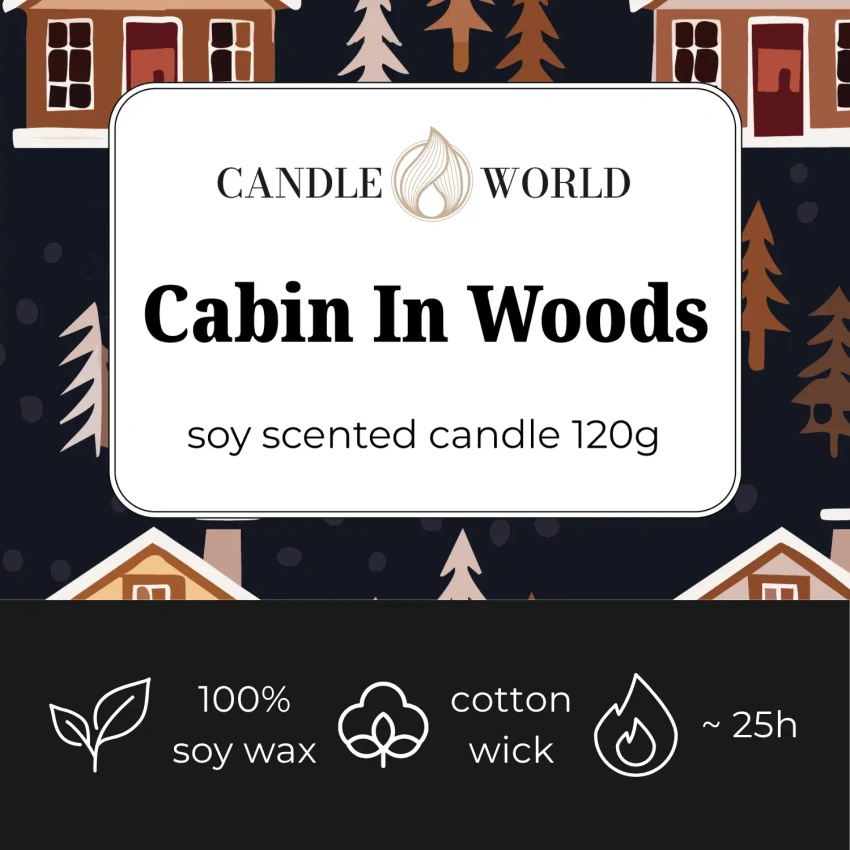 Candle World sojová vonná svíčka sklenice Cabin In Woods 120 g Dřevo Mech
