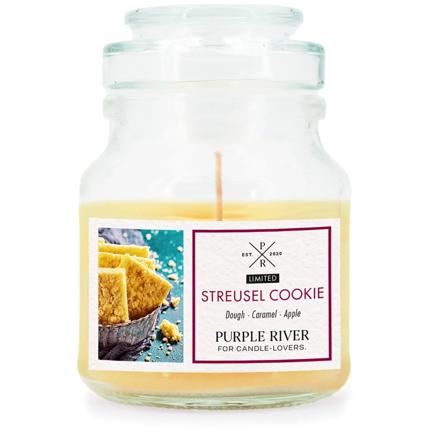 Streusel Cookie Purple River Vela perfumada de vidrio de soja galleta dulce 113 g