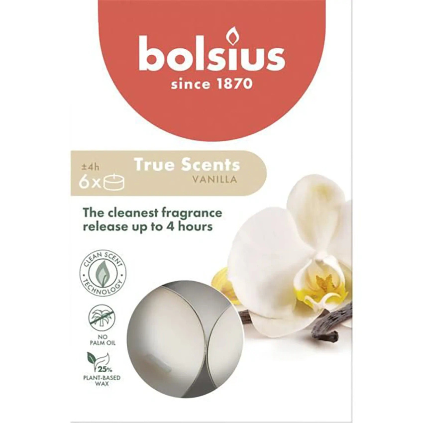 Bolsius True Scents porte-bougies à réchaud parfumés 6 pcs - Vanille Vanilla