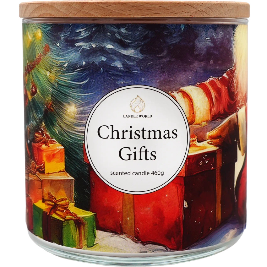Candle World vánoční vonná svíčka sójová 3 knoty Christmas Gifts 460 g