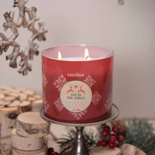 Scented candle christmas soy in glass 3 wicks Colonial Candle 396 g - Joy To The World
