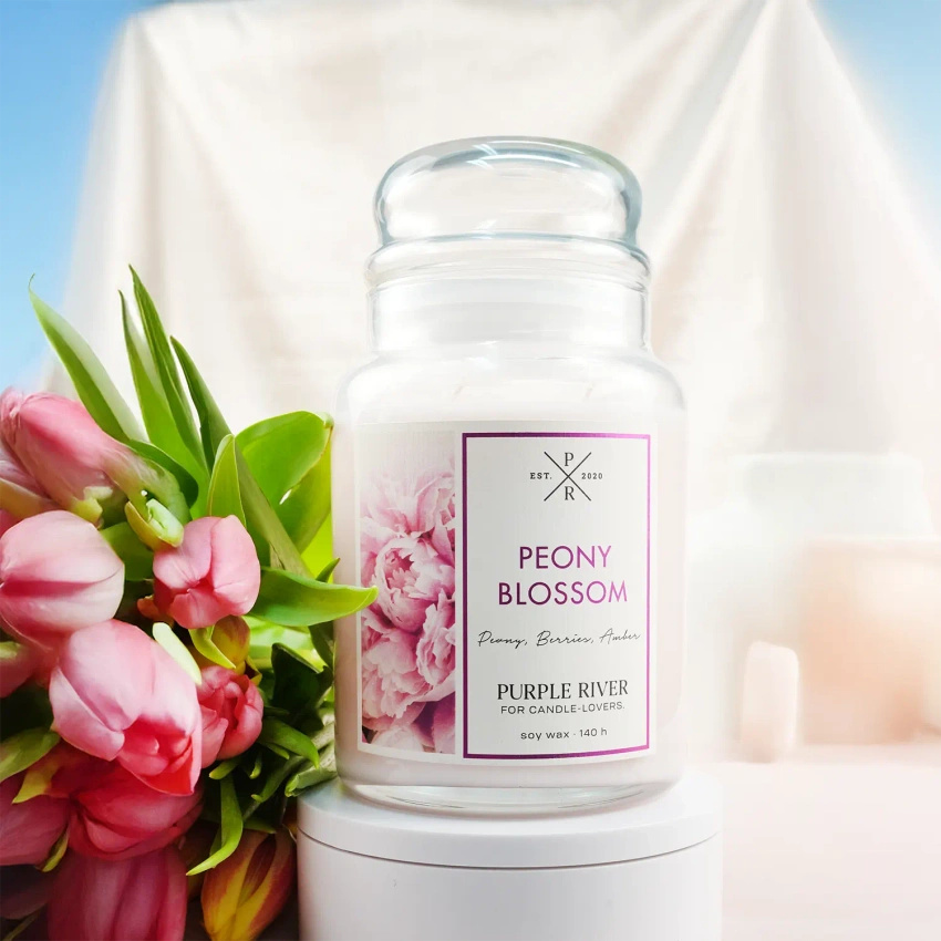 Sójová vonná svíčka Peony Blossom Purple River 623 g
