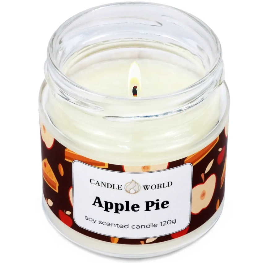 Candle World candela di soia profumata barattolo Apple Pie 120 g Torta di mele