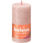 Bolsius świeca bryłowa pieńkowa rustykalna słupek Rustic Shine 130/68 mm 13 cm - Mglisty Róż Misty Pink