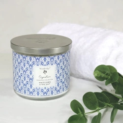 Geurkaars in glas met 3 lonten - White Linen Sea Salt Woodbridge