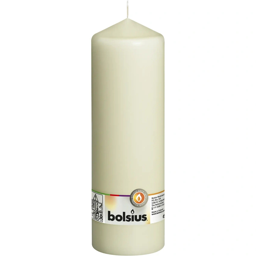 Bolsius solid pillar trunk candle unscented 30 cm 300/98 mm - Cream