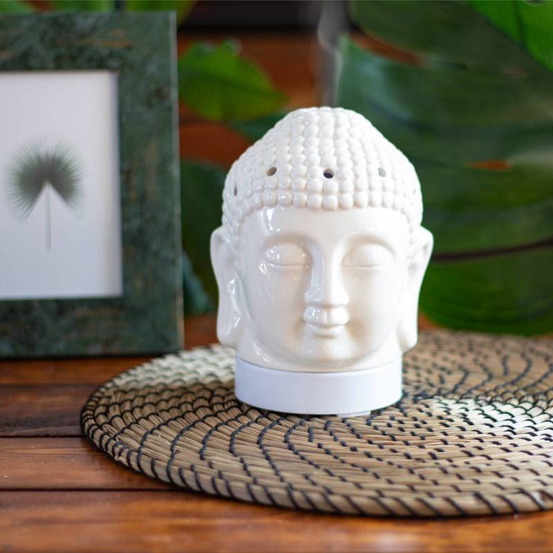 Diffuseur d'arômes à ultrasons blanc pour aromathérapie éclairage LED coloré 24 cm Aroma Dream Buddha