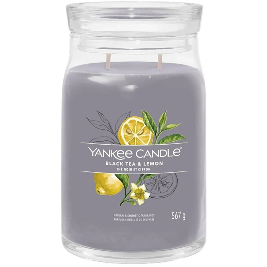 Yankee Candle candela profumata grande in vaso di vetro 567 g - Tè nero e limone