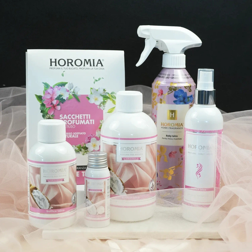 Profumo Premium per tessuti Soffice Talco Horomia 250 ml