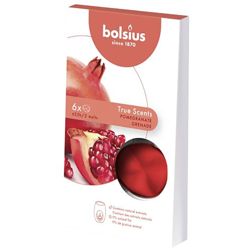 Bolsius wosk zapachowy do kominka True Scents Granat 6 szt