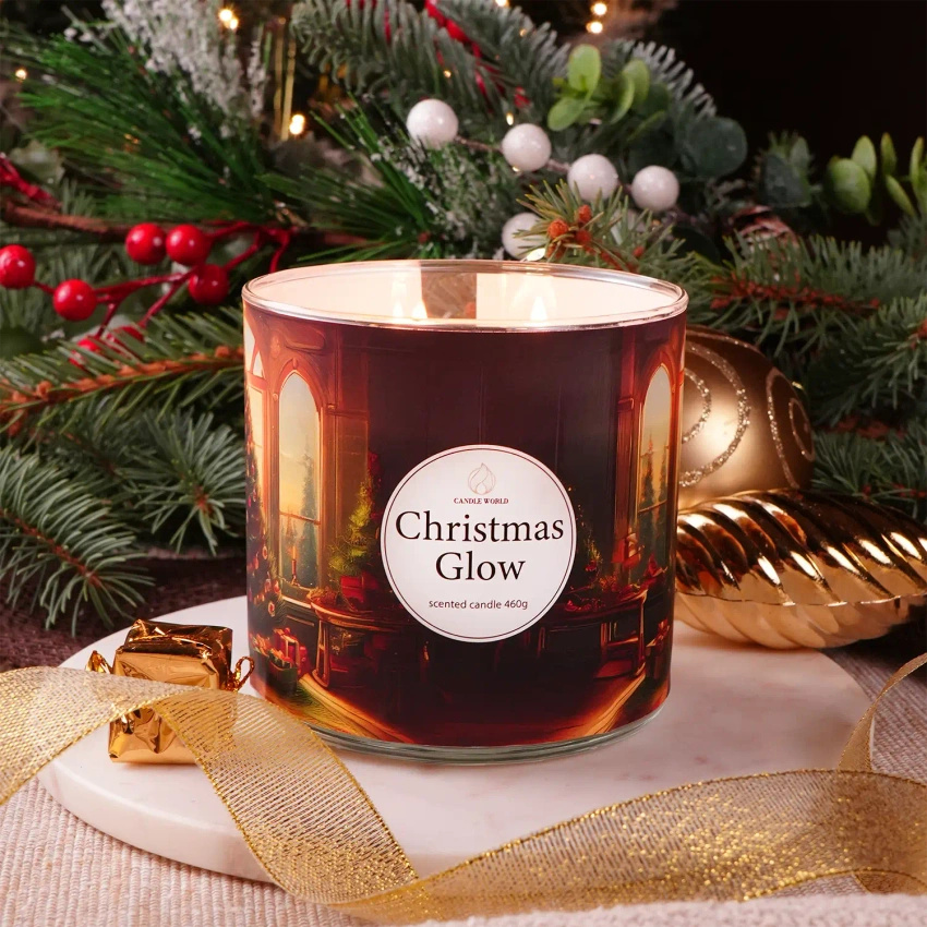 Candle World bougie parfumée de Noël soja 3 mèches Christmas Glow 460 g