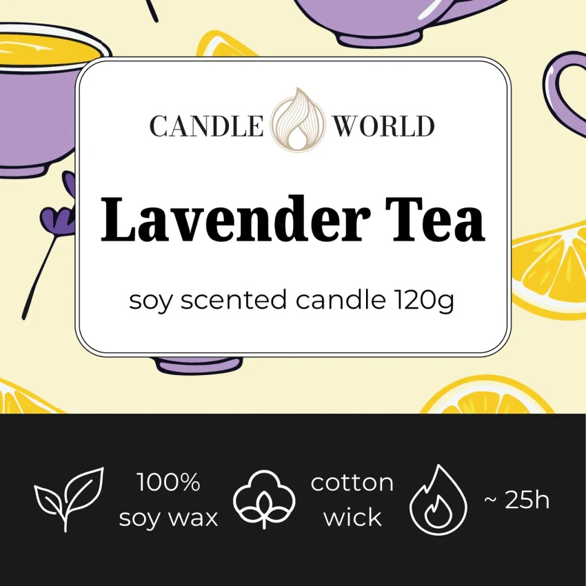 Candle World soja geurkaars pot Lavender Tea 120 g Lavendel