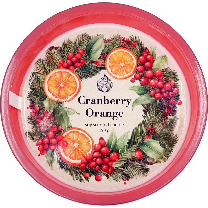 Candle World feestelijke geurende soja kaars Cranberry Orange 550 g