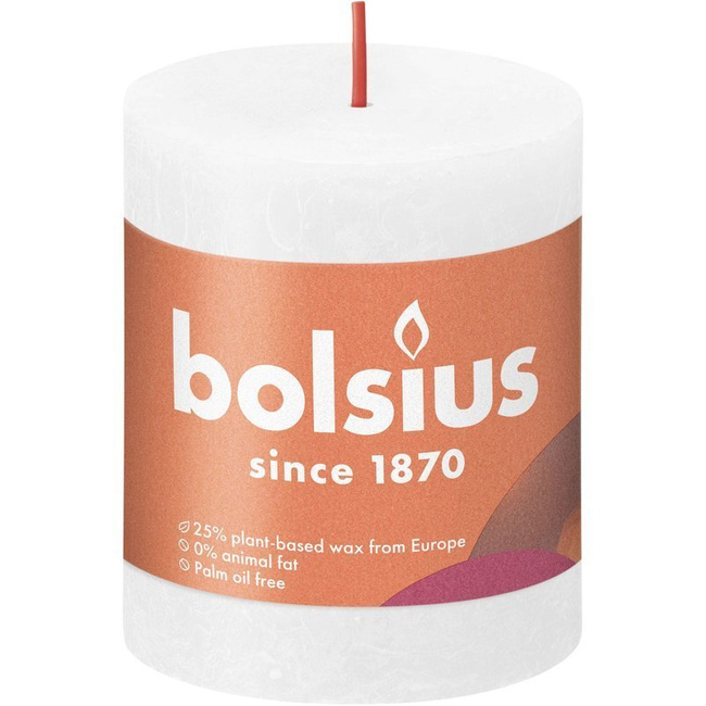 Блочная свеча Bolsius, столб, столб Rustic Shine 80/68 мм - Cloudy White