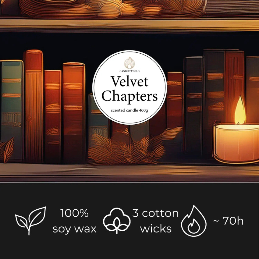Candle World soja-Duftkerze 3 Dochte Velvet Chapters Vanille Moschus 460 g