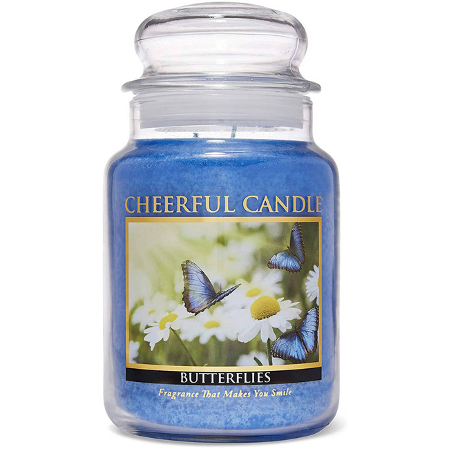 Cheerful Candle scented candle in large jar 2 wicks 24 oz 680 g - Butterflies 