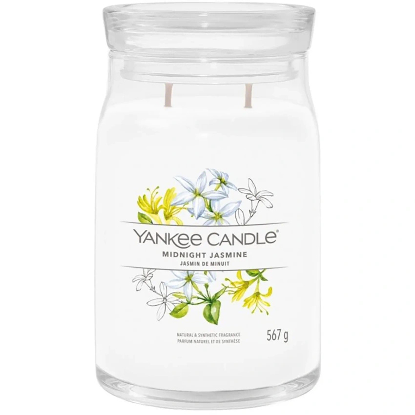 Yankee Candle Signature vela perfumada floral grande en tarro de cristal 567 g - Midnight Jasmine