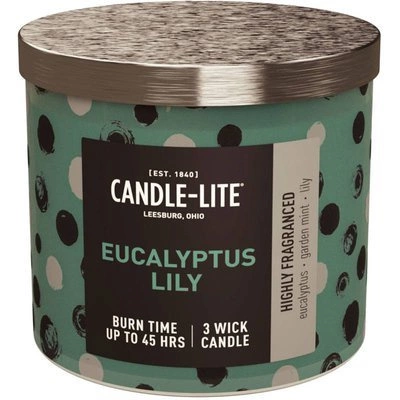 Vonná sviečka prírodná 3 knôty eukalyptus ľalia - Eucalyptus Lily Candle-lite