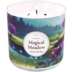 Candle World bougie parfumée au soja 3 mèches Magical Meadow 460 g Violet Musc