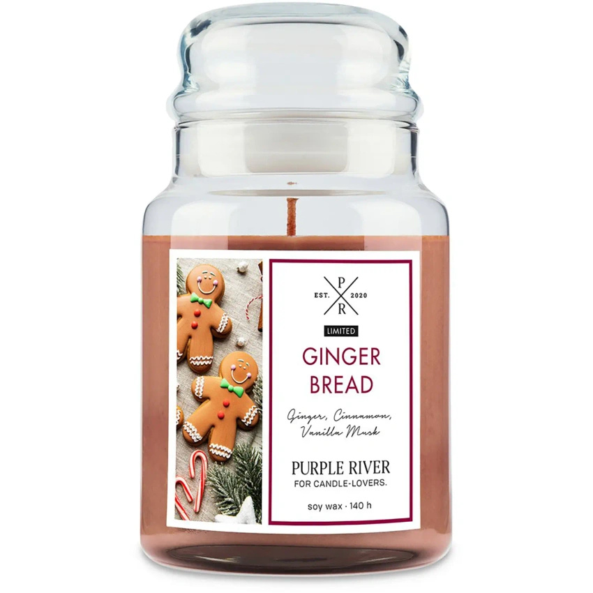 Bougie parfumée de Noël soja en verre pain d'épice Gingerbread Purple River 623 g