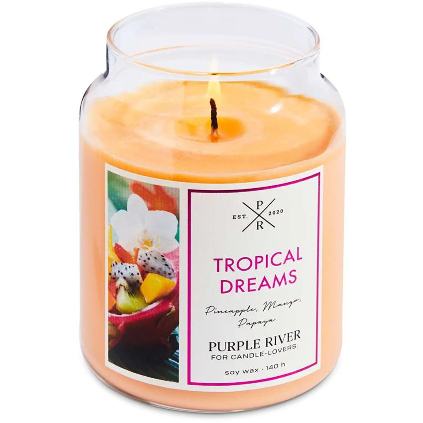 Duża sojowa świeca zapachowa w szkle owoce tropikalne Tropical Dreams Purple River 623 g