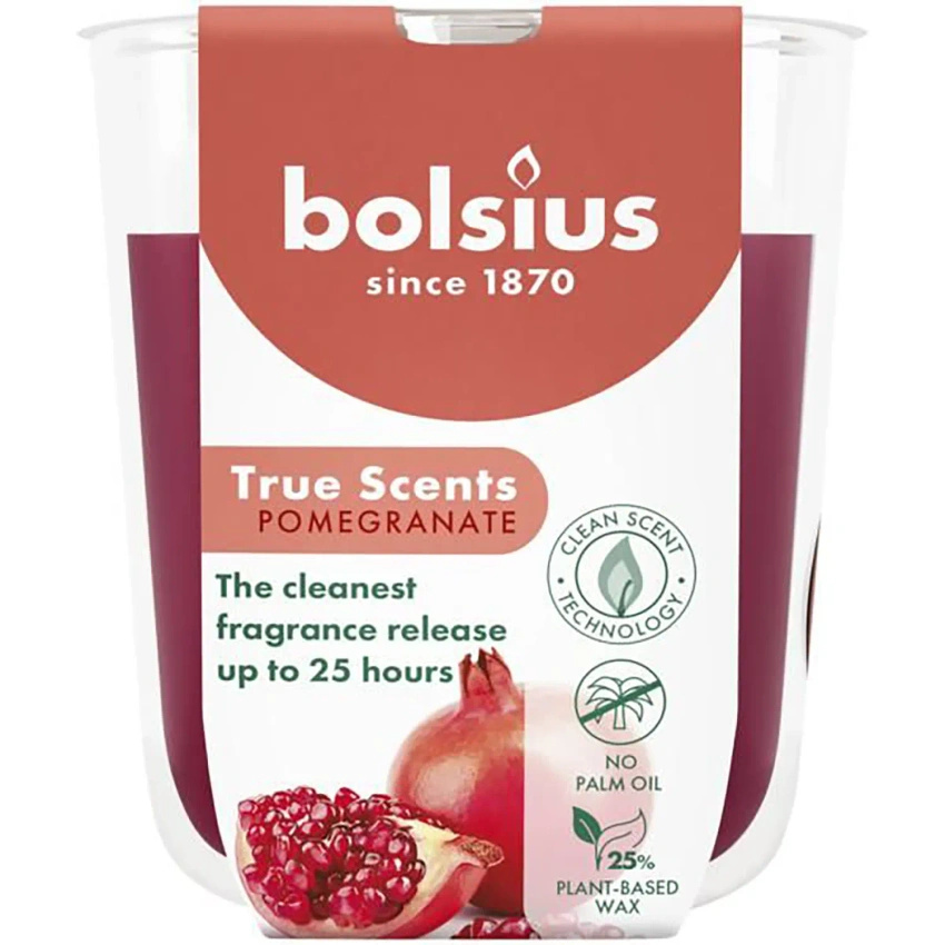 Bolsius True Scents vela perfumada de vidrio 80/73 mm - Granada