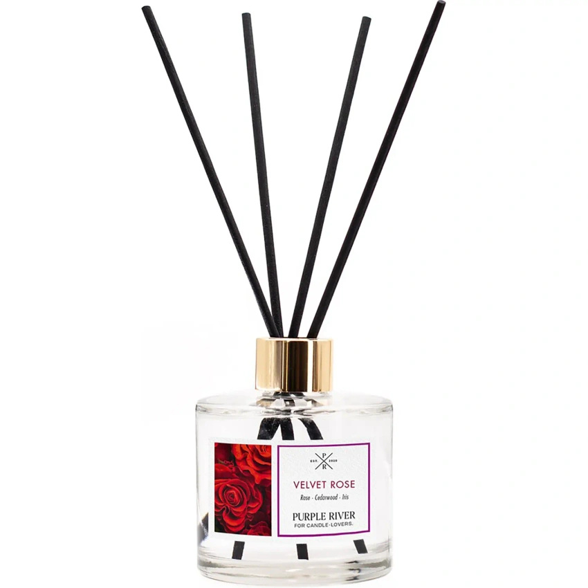 Bâtonnets parfumés dans une bouteille en verre emballés dans une boîte Velvet Rose Purple River 200 ml