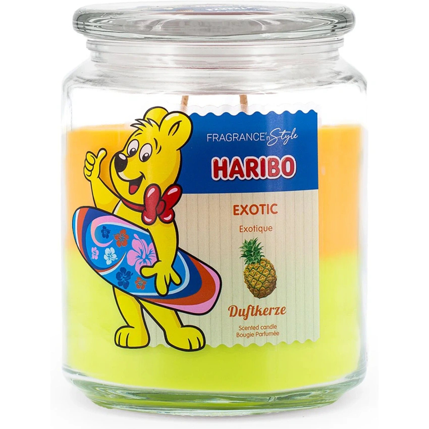 Haribo vonná svíčka ve skle 2v1 - Tropické Ovoce Exotic