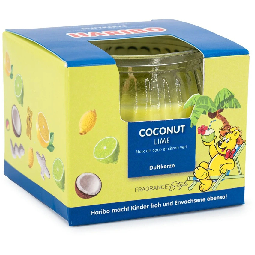 Vonná svíčka ve skle Haribo Kokosové želé - Coconut Lime