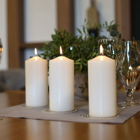 Bispol pillar unscented solid candle 150/68 mm - White