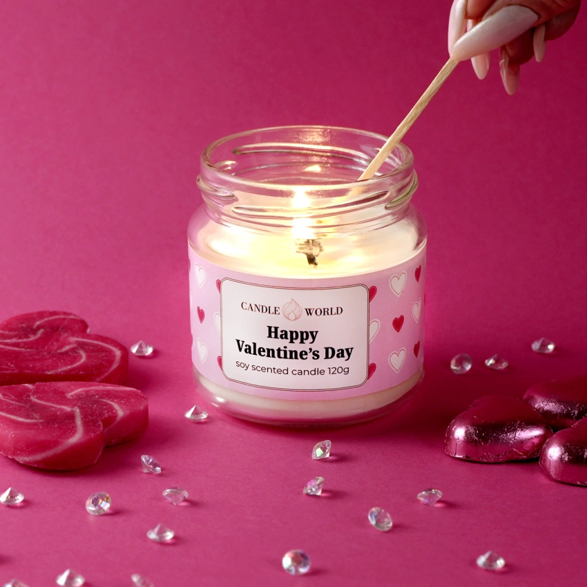 Candle World vela de soja perfumada tarro Happy Valentine’s Day 120 g San Valentín