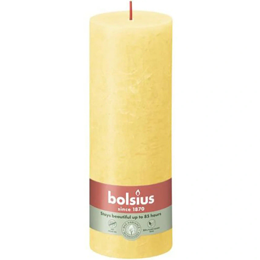 Bolsius tronco rústico poste vela Rustic Shine 190/68 mm 19 cm - Amarillo Soleado