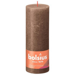 Bolsius Rustic Shine unscented solid pillar candle 190/68 mm 19 cm - Suede Brown