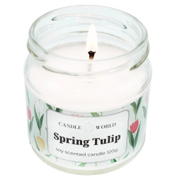 Candle World sójová vonná svíčka ve sklenici Spring Tulip 120 g Tulipán