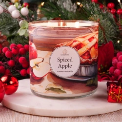 Candle World soja geurkaars 3 lonten Spiced Apple Appel Kaneel 460 g