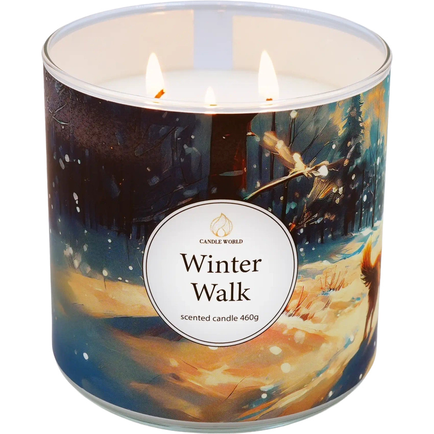 Candle World sojowa świeca zapachowa 3 knoty Winter Walk Zimowy Las 460 g
