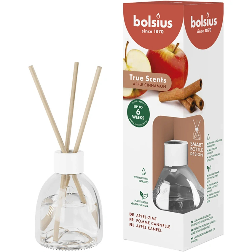 Bolsius True Scents vonná tyčinka difuzér 60 ml skleněná - Apple Cinnamon