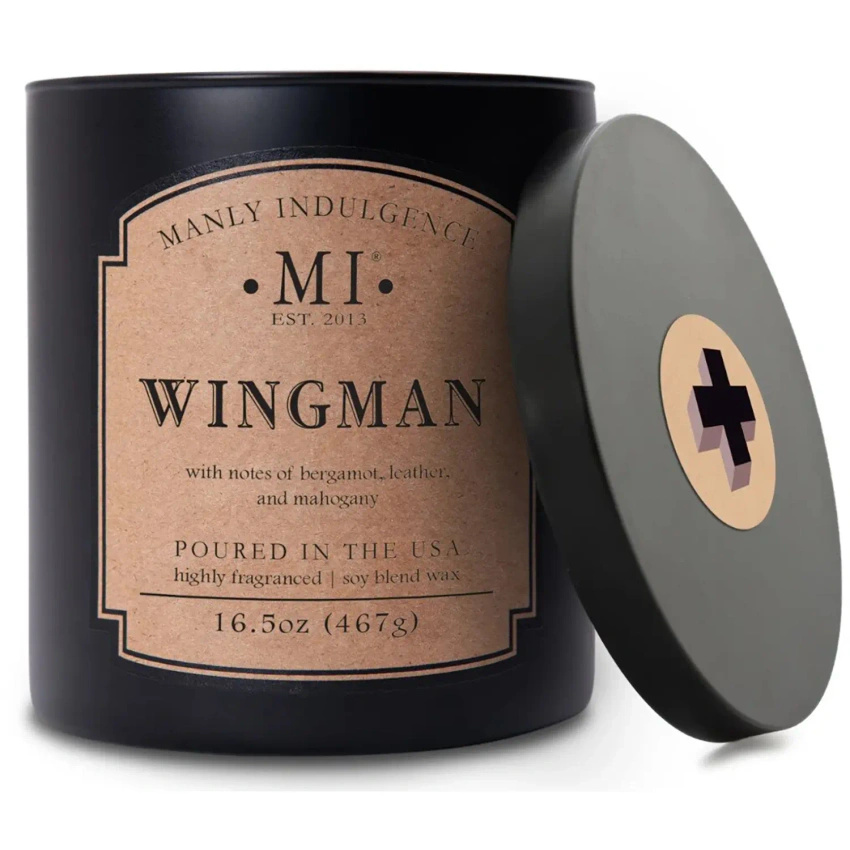 Bougie parfumée de soja pour homme en verre noir acajou bergamote Wingman Colonial Candle 467 g